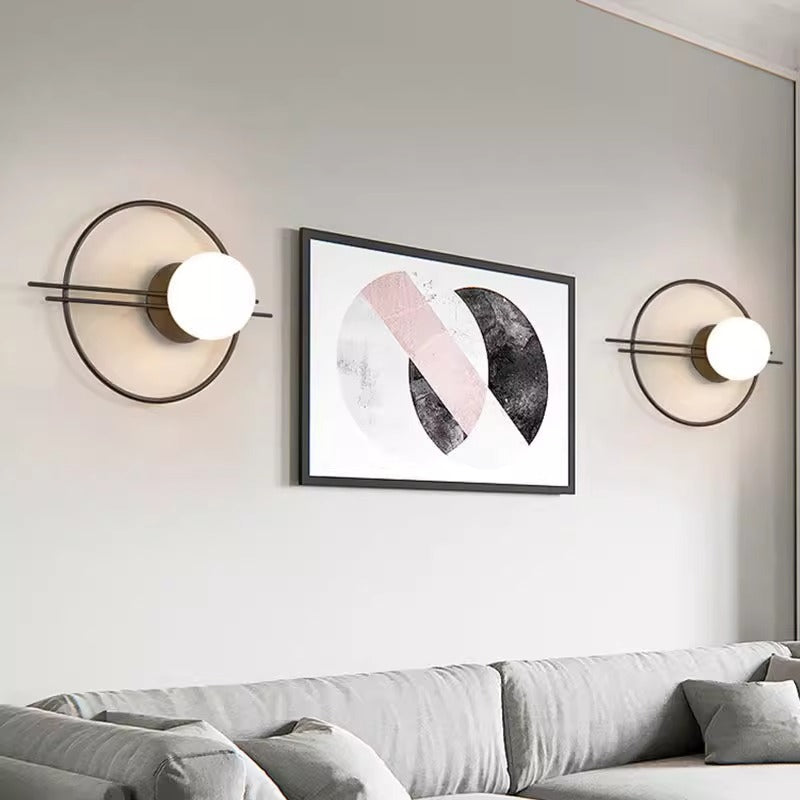 Applique murale contemporaine en fer et verre à 1 lumière pour chambre à coucher 