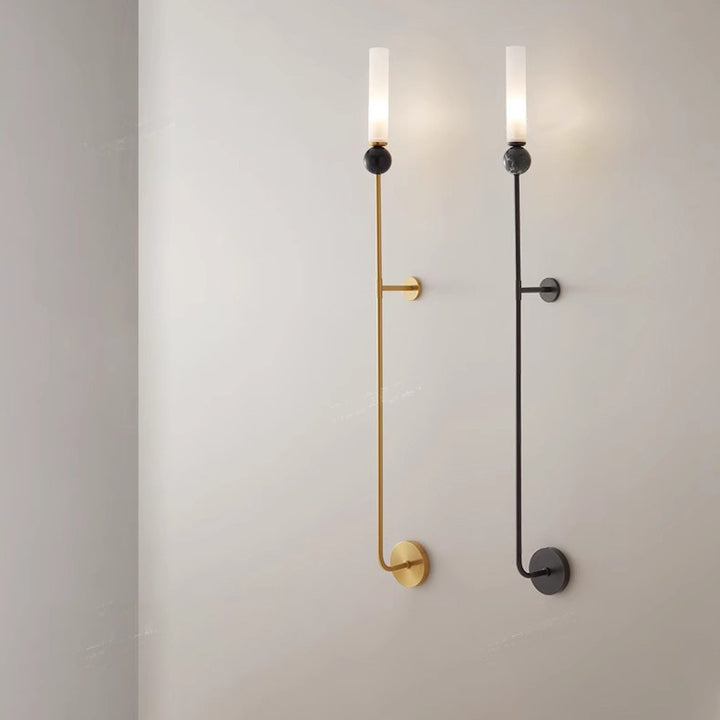 Contemporary Nordic Cylinder Copper Marble 1-Light Wall Sconce Lamp For Hallway