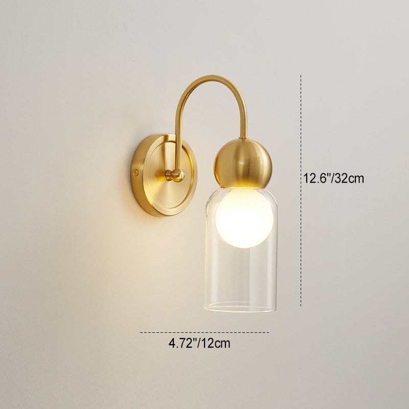Modern Simplicity Globe Copper Glass 1-Light Wall Sconce Lamp For Hallway