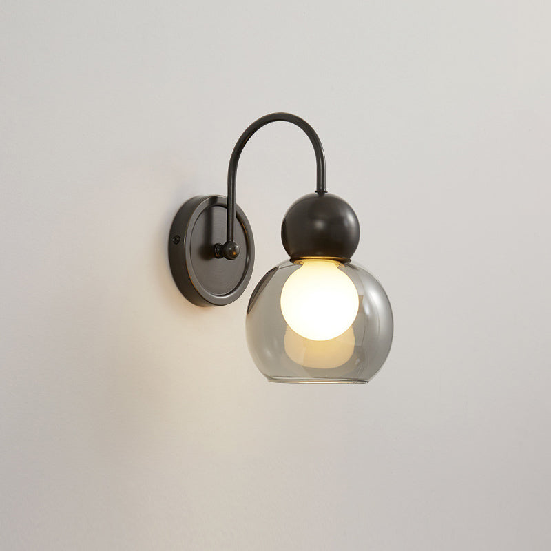 Modern Simplicity Globe Copper Glass 1-Light Wall Sconce Lamp For Hallway