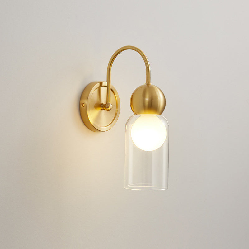 Modern Simplicity Globe Copper Glass 1-Light Wall Sconce Lamp For Hallway