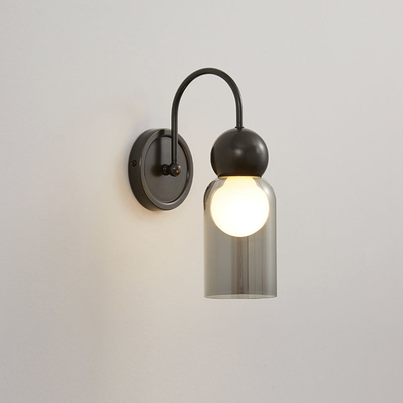 Modern Simplicity Globe Copper Glass 1-Light Wall Sconce Lamp For Hallway