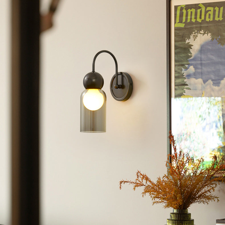 Modern Simplicity Globe Copper Glass 1-Light Wall Sconce Lamp For Hallway