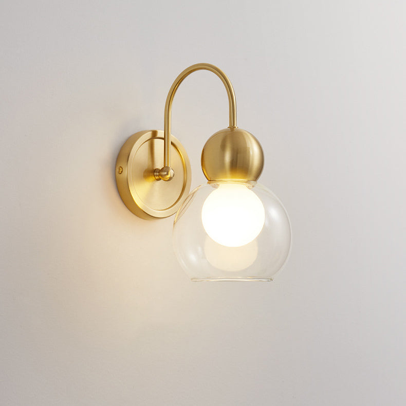 Modern Simplicity Globe Copper Glass 1-Light Wall Sconce Lamp For Hallway