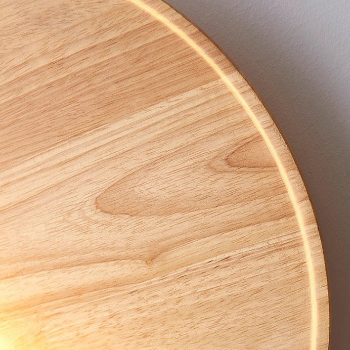 Lampe murale à LED en bois massif travertin jaune rond vintage traditionnel pour chambre 