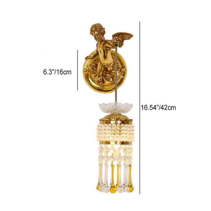 Traditionelle französische Engelsblume Kupferglas 1-flammige Wandleuchte für den Flur 