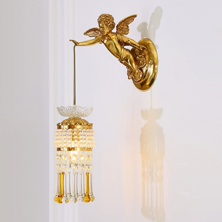 Applique murale 1 lumière en verre de cuivre avec fleur d&