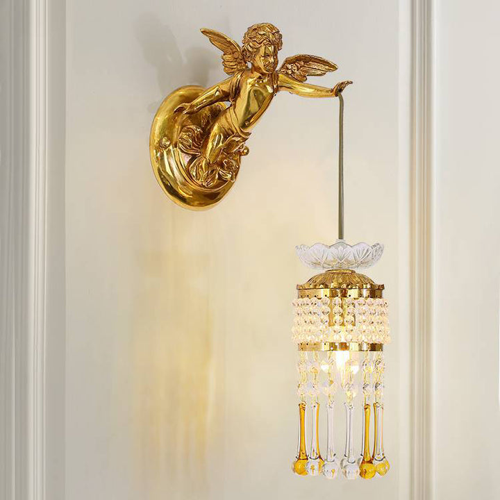 Applique murale 1 lumière en verre de cuivre avec fleur d&