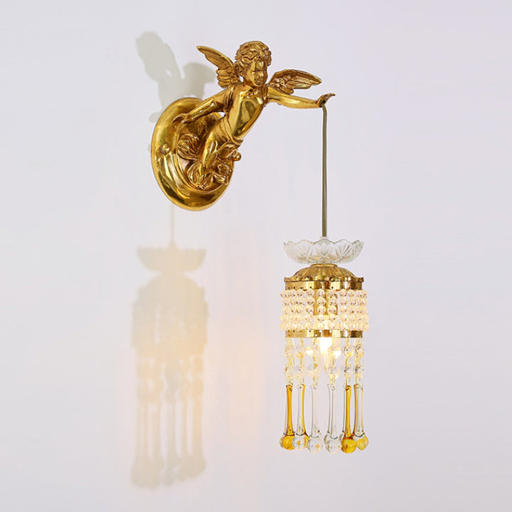Applique murale 1 lumière en verre de cuivre avec fleur d&