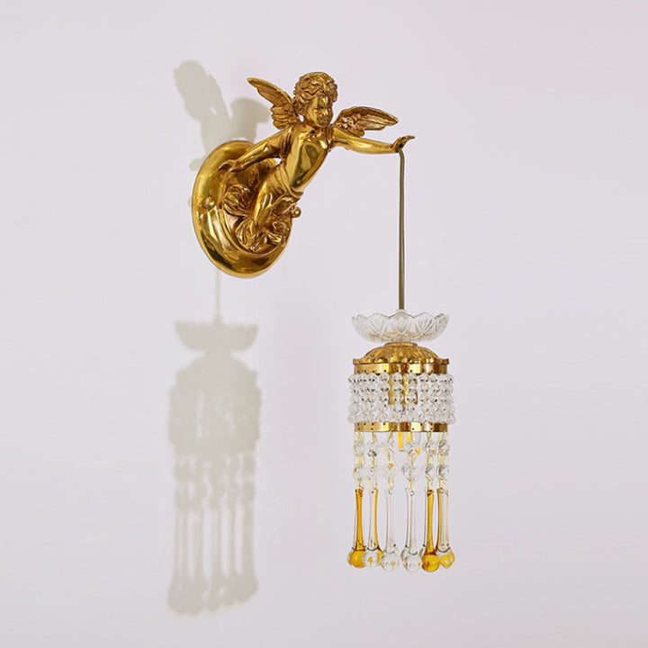 Applique murale 1 lumière en verre de cuivre avec fleur d&