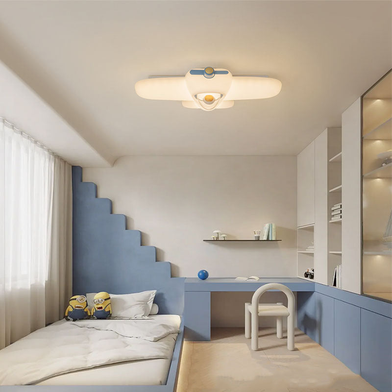 Luz de techo semi empotrada LED de resina y acero al carbono para dormitorio, avión creativo contemporáneo para niños 