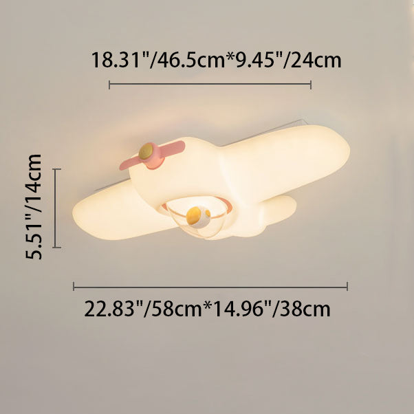 Luz de techo semi empotrada LED de resina y acero al carbono para dormitorio, avión creativo contemporáneo para niños 