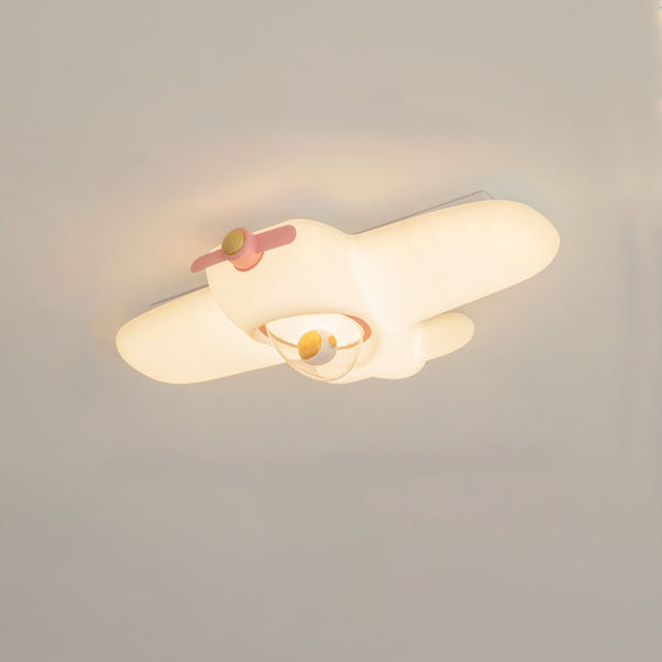 Luz de techo semi empotrada LED de resina y acero al carbono para dormitorio, avión creativo contemporáneo para niños 