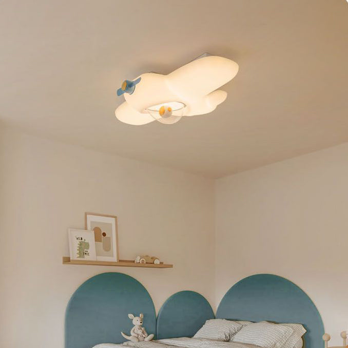 Luz de techo semi empotrada LED de resina y acero al carbono para dormitorio, avión creativo contemporáneo para niños 