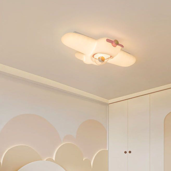 Luz de techo semi empotrada LED de resina y acero al carbono para dormitorio, avión creativo contemporáneo para niños 