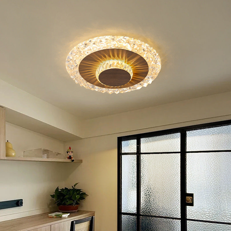 Plafonnier LED rond en fer, aluminium et acrylique de luxe moderne pour salon 