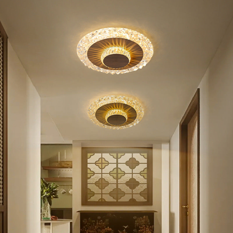 Plafonnier LED rond en fer, aluminium et acrylique de luxe moderne pour salon 