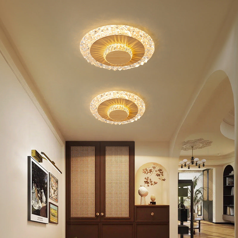 Plafonnier LED rond en fer, aluminium et acrylique de luxe moderne pour salon 