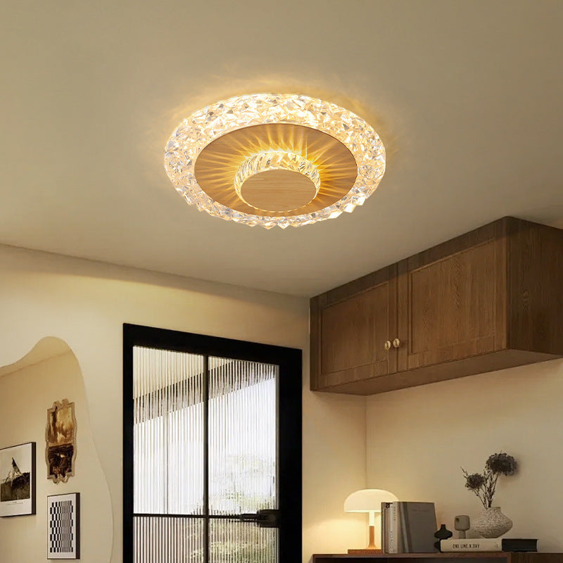 Plafonnier LED rond en fer, aluminium et acrylique de luxe moderne pour salon 