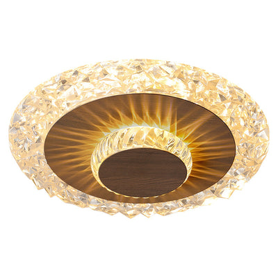 Plafonnier LED rond en fer, aluminium et acrylique de luxe moderne pour salon 