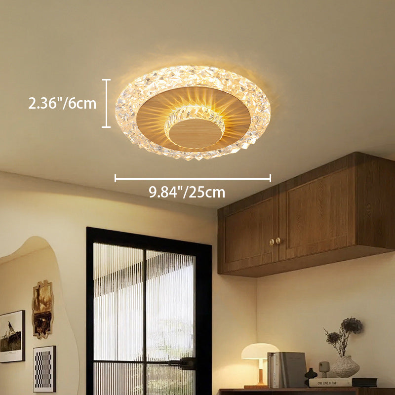 Plafonnier LED rond en fer, aluminium et acrylique de luxe moderne pour salon 