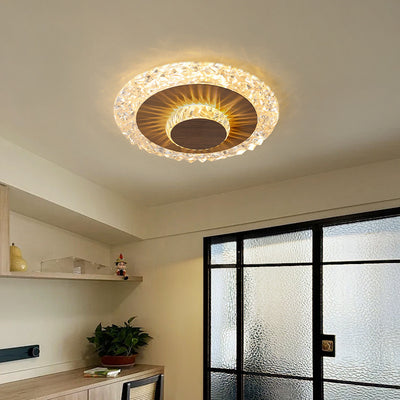 Plafonnier LED rond en fer, aluminium et acrylique de luxe moderne pour salon 