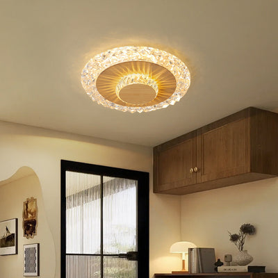 Plafonnier LED rond en fer, aluminium et acrylique de luxe moderne pour salon 