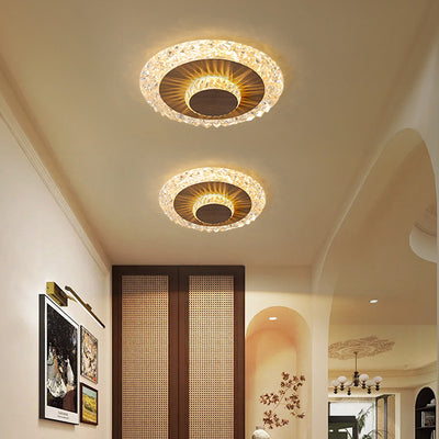 Plafonnier LED rond en fer, aluminium et acrylique de luxe moderne pour salon 