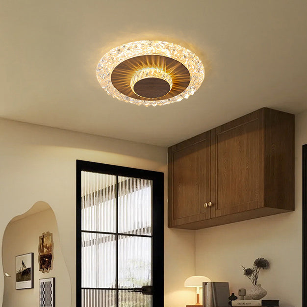 Plafonnier LED rond en fer, aluminium et acrylique de luxe moderne pour salon 