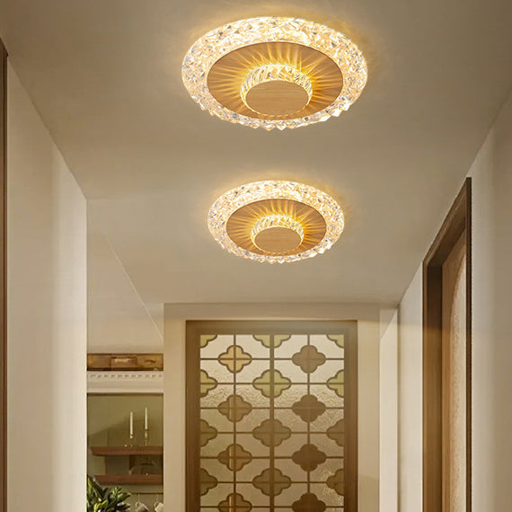 Plafonnier LED rond en fer, aluminium et acrylique de luxe moderne pour salon 