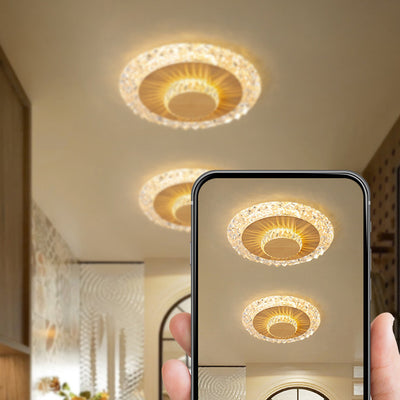 Plafonnier LED rond en fer, aluminium et acrylique de luxe moderne pour salon 
