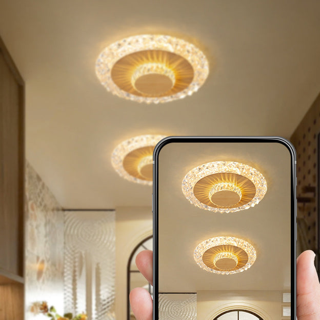 Plafonnier LED rond en fer, aluminium et acrylique de luxe moderne pour salon 