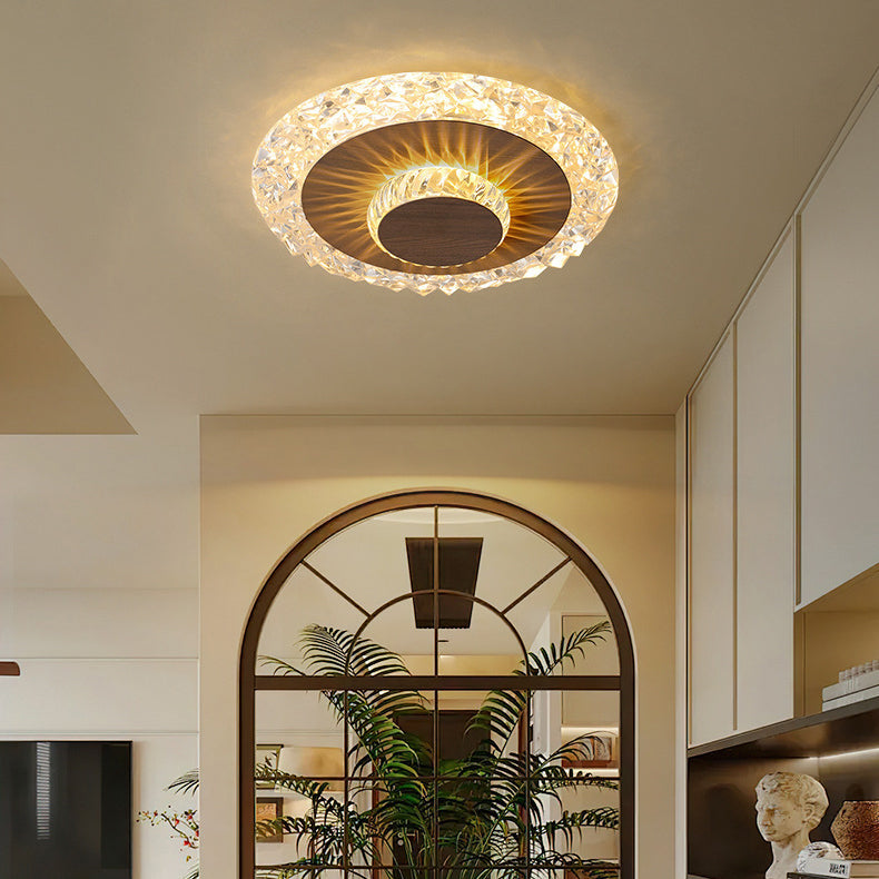Plafonnier LED rond en fer, aluminium et acrylique de luxe moderne pour salon 