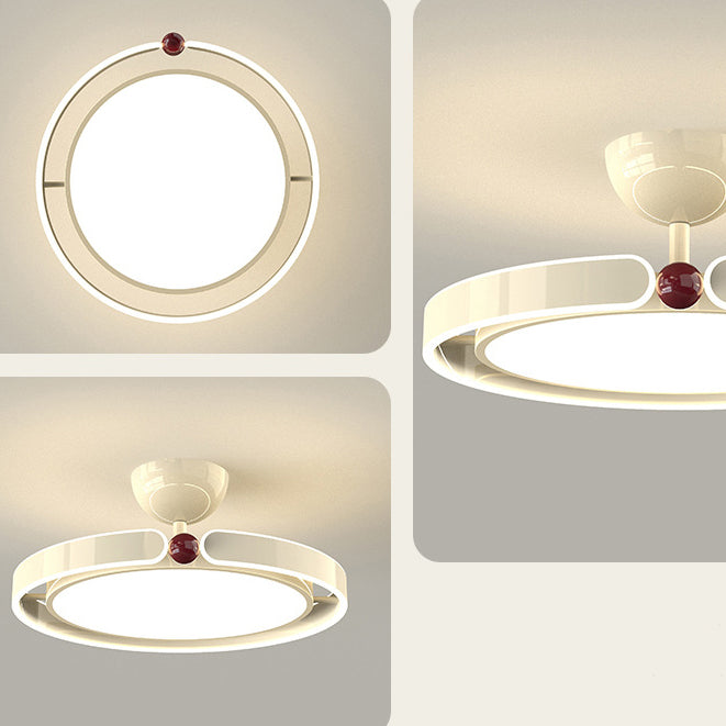 Modern Minimalist Round Iron Aluminum Acrylic LED Semi-Flush Mount Ceiling Light For Bedroom