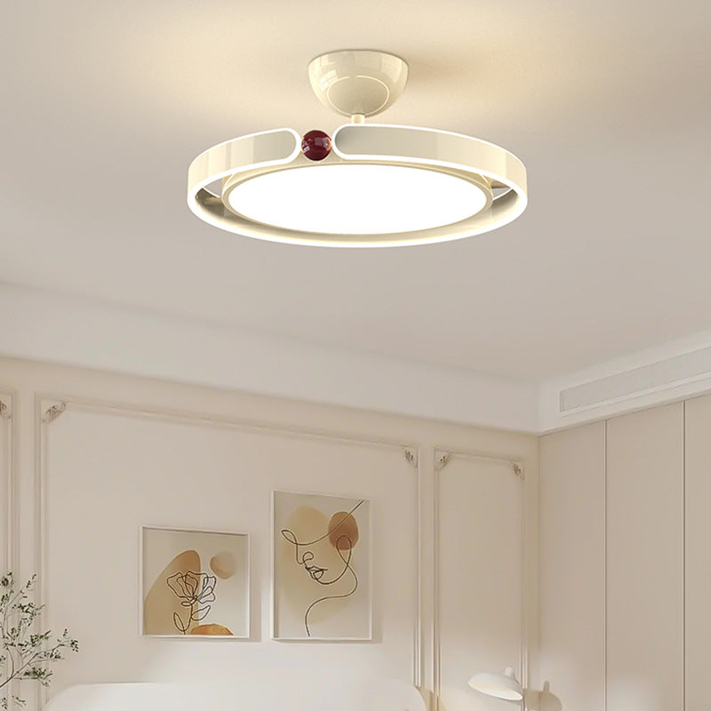 Modern Minimalist Round Iron Aluminum Acrylic LED Semi-Flush Mount Ceiling Light For Bedroom
