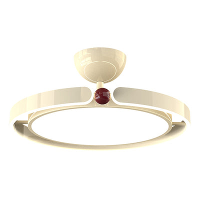 Modern Minimalist Round Iron Aluminum Acrylic LED Semi-Flush Mount Ceiling Light For Bedroom