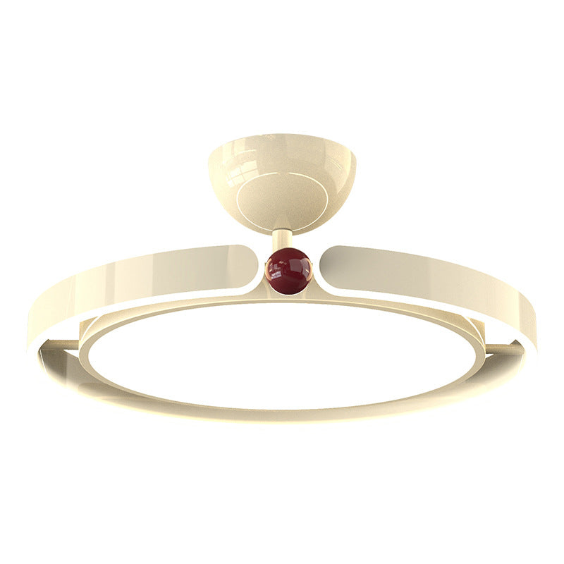 Modern Minimalist Round Iron Aluminum Acrylic LED Semi-Flush Mount Ceiling Light For Bedroom