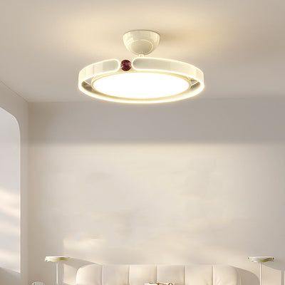 Modern Minimalist Round Iron Aluminum Acrylic LED Semi-Flush Mount Ceiling Light For Bedroom