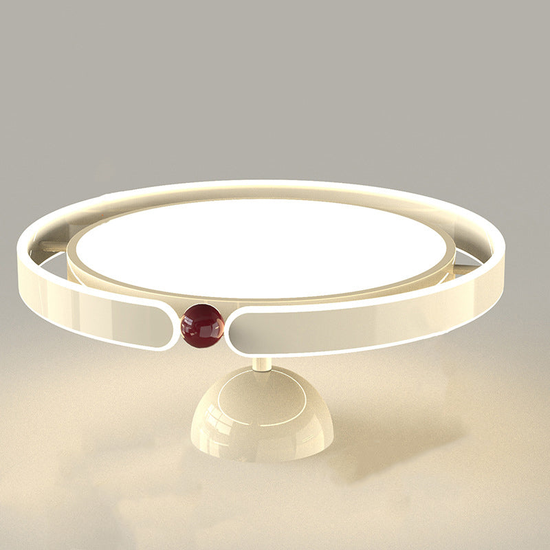 Modern Minimalist Round Iron Aluminum Acrylic LED Semi-Flush Mount Ceiling Light For Bedroom