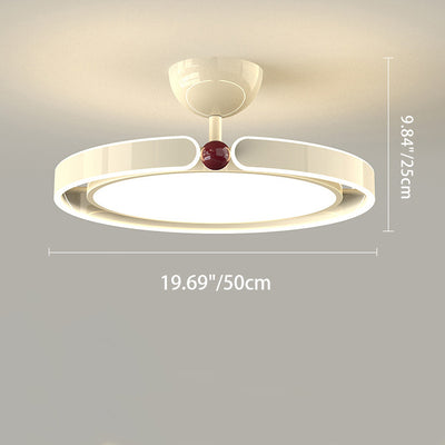 Modern Minimalist Round Iron Aluminum Acrylic LED Semi-Flush Mount Ceiling Light For Bedroom