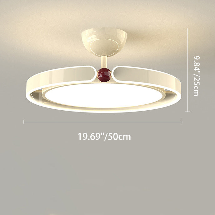 Modern Minimalist Round Iron Aluminum Acrylic LED Semi-Flush Mount Ceiling Light For Bedroom