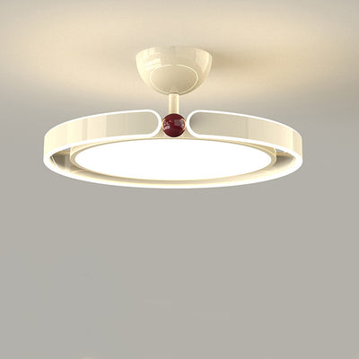 Modern Minimalist Round Iron Aluminum Acrylic LED Semi-Flush Mount Ceiling Light For Bedroom