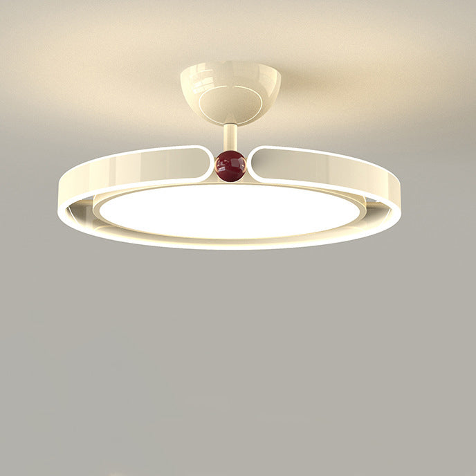 Modern Minimalist Round Iron Aluminum Acrylic LED Semi-Flush Mount Ceiling Light For Bedroom