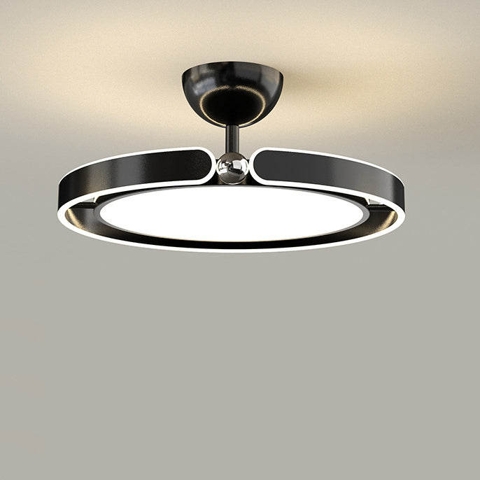 Modern Minimalist Round Iron Aluminum Acrylic LED Semi-Flush Mount Ceiling Light For Bedroom
