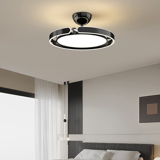 Modern Minimalist Round Iron Aluminum Acrylic LED Semi-Flush Mount Ceiling Light For Bedroom