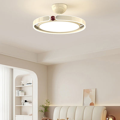 Modern Minimalist Round Iron Aluminum Acrylic LED Semi-Flush Mount Ceiling Light For Bedroom