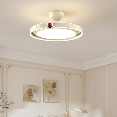 Modern Minimalist Round Iron Aluminum Acrylic LED Semi-Flush Mount Ceiling Light For Bedroom
