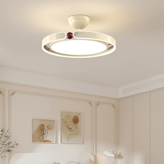 Modern Minimalist Round Iron Aluminum Acrylic LED Semi-Flush Mount Ceiling Light For Bedroom