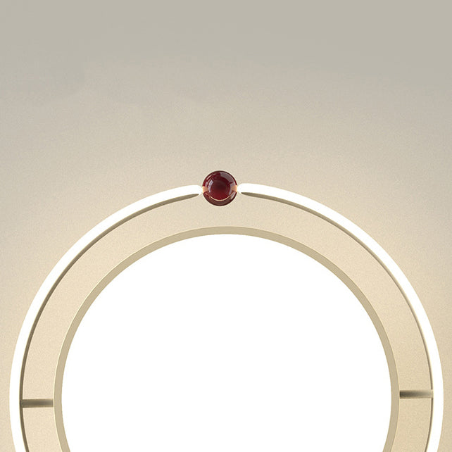 Modern Minimalist Round Iron Aluminum Acrylic LED Semi-Flush Mount Ceiling Light For Bedroom