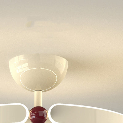 Modern Minimalist Round Iron Aluminum Acrylic LED Semi-Flush Mount Ceiling Light For Bedroom